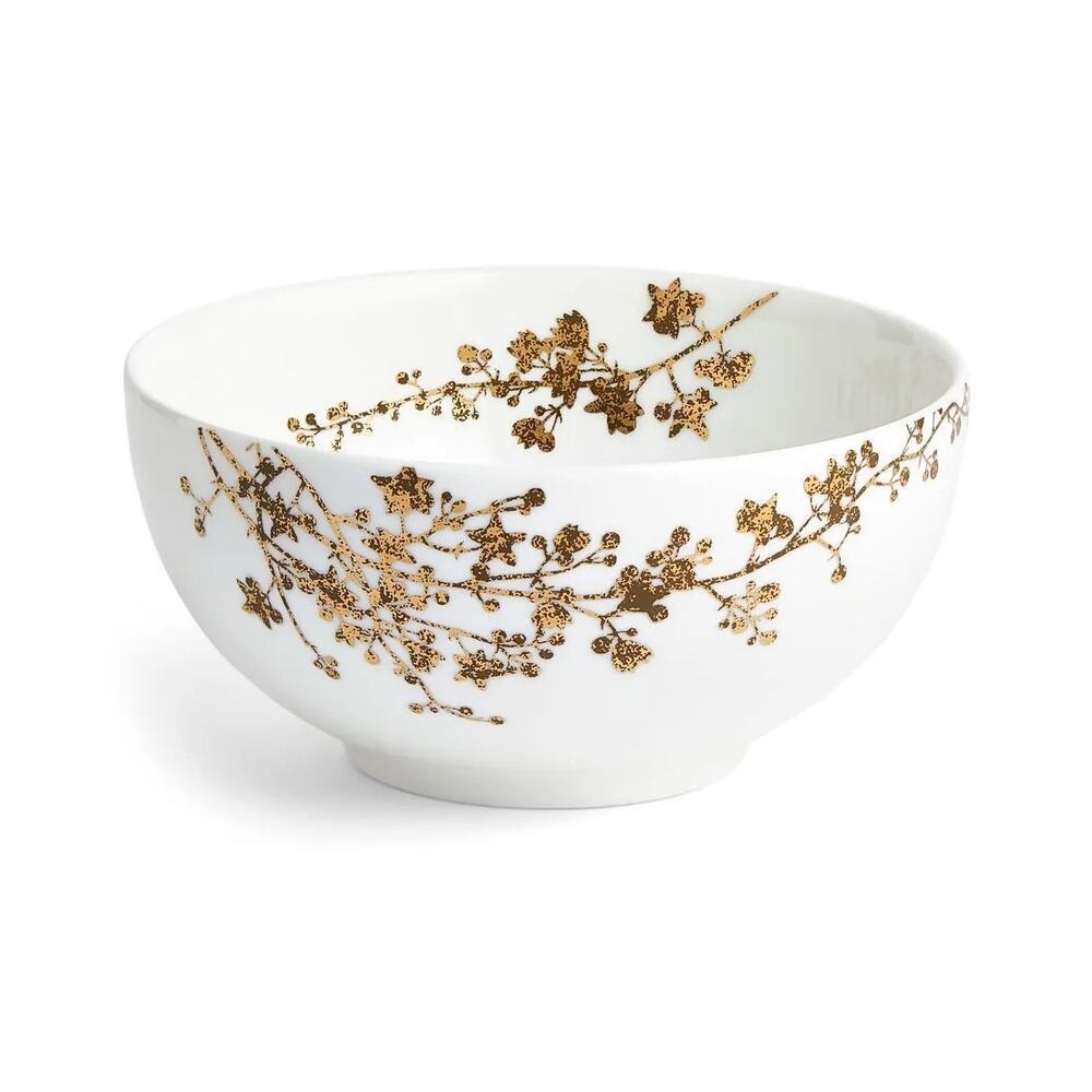 Wedgwood Vera Wang Jardin Fine Bone China Gold Floral Vines Soup Cereal Bowl New